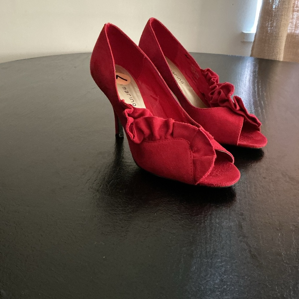 Fierce Vintage Red Ruffled Marino Heels